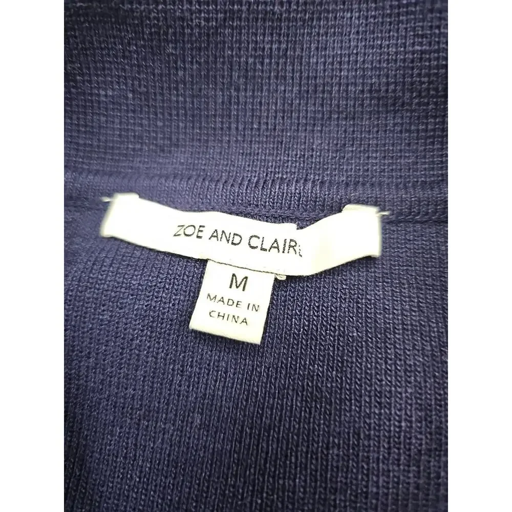 Zoe & Claire Sweater Dress Womens Medium Blue Collared Midi Length - Picture 8 of 10